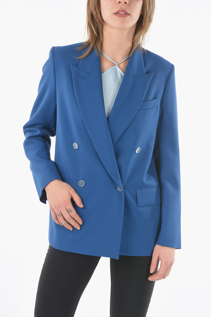 Super Blond center vent peak lapel double-breasted blazer