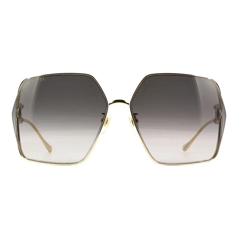 Gucci Sunglasses Square Full Rim, Gold Frame And Grey Gradient Lens Gg1322Sa001