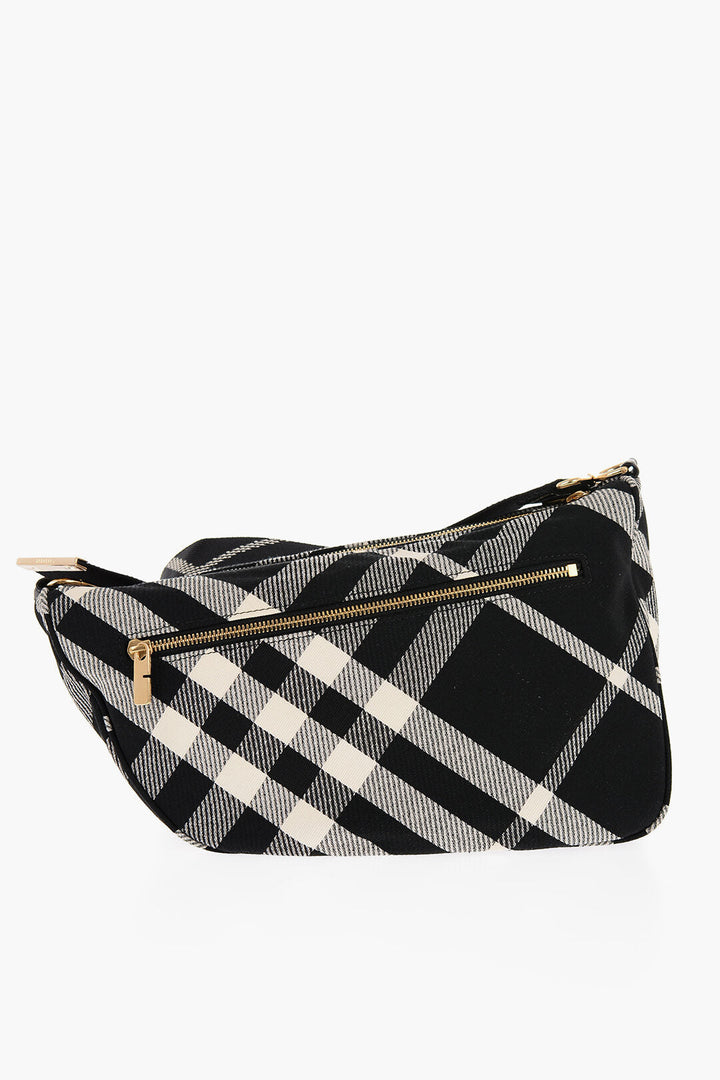 Burberry Checked SHIELD MESSENGER Crossbody Bag with Golden Details