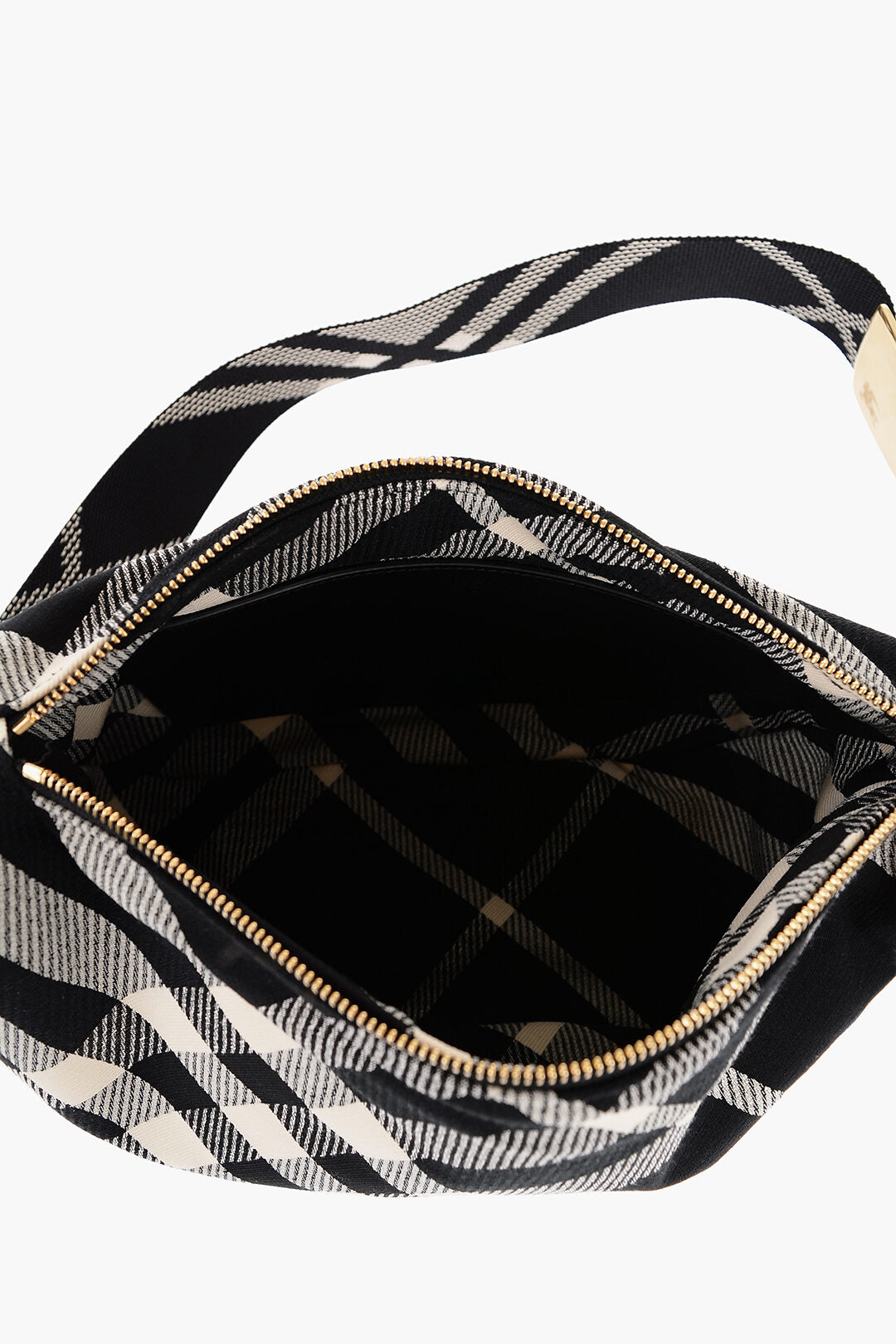 Burberry Checked SHIELD MESSENGER Crossbody Bag with Golden Details