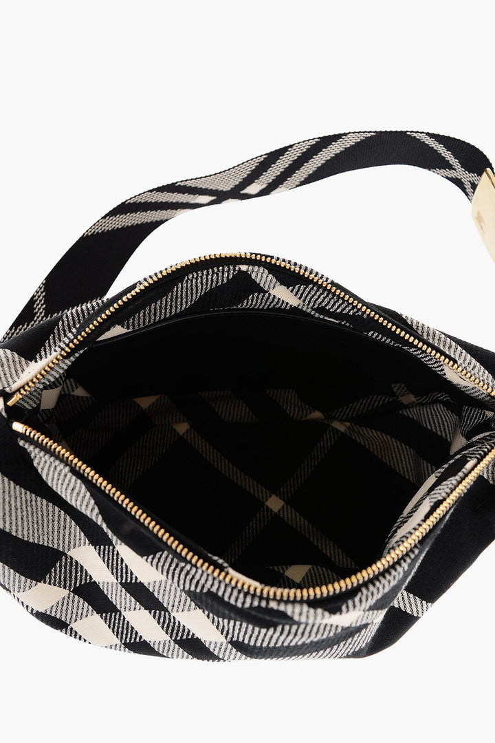 Burberry Checked SHIELD MESSENGER Crossbody Bag with Golden Details