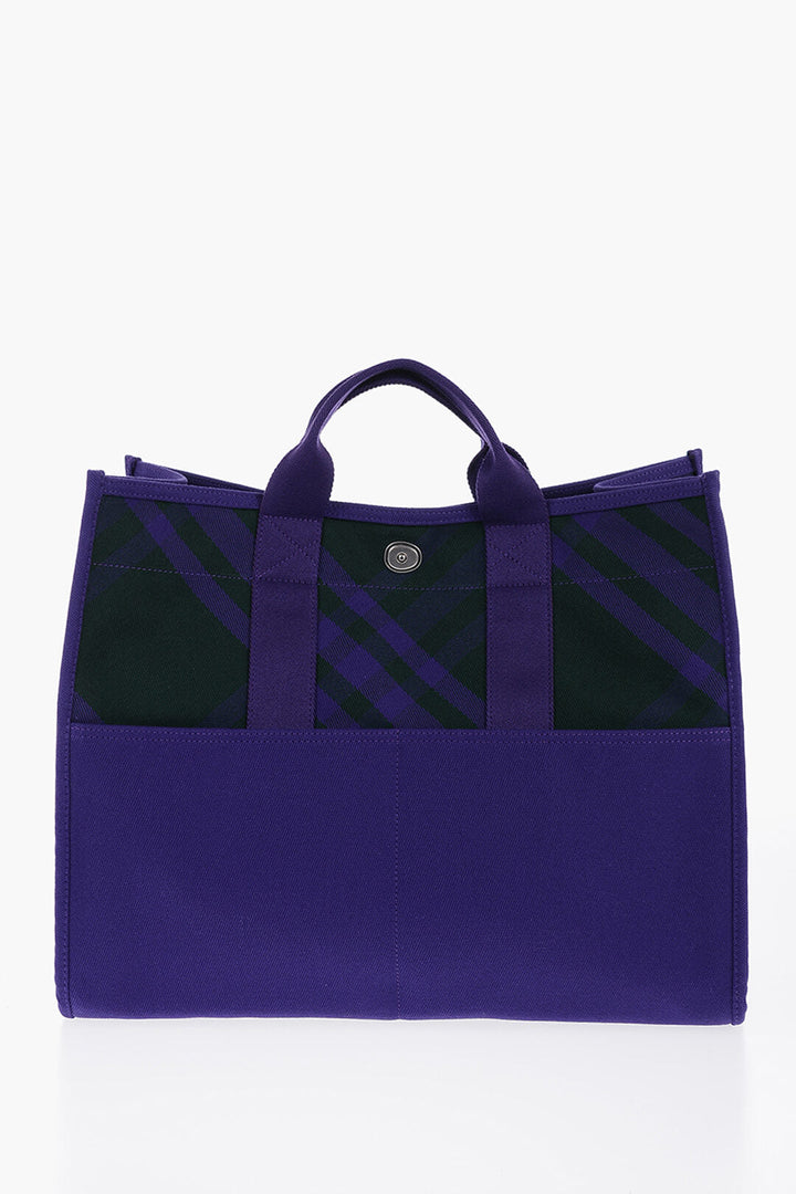 Burberry Checked Shopper Bag with Outer Pockets