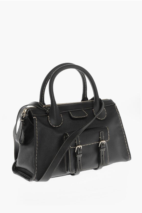 Bags - Chloe Leather EDITH Shoulder Bag With Contrasting Seams - 7613386053947 - Ask Me Wear