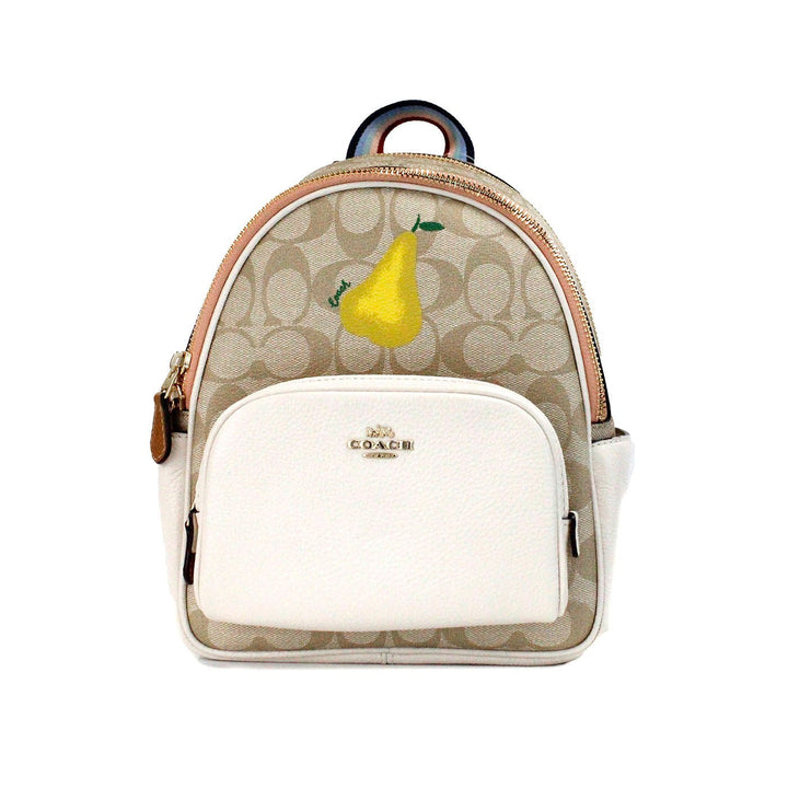  - COACH Mini Court Signature Pear Motif Shoulder Backpack Bookbag Bag Chalk Taffy - 84919 - Ask Me Wear