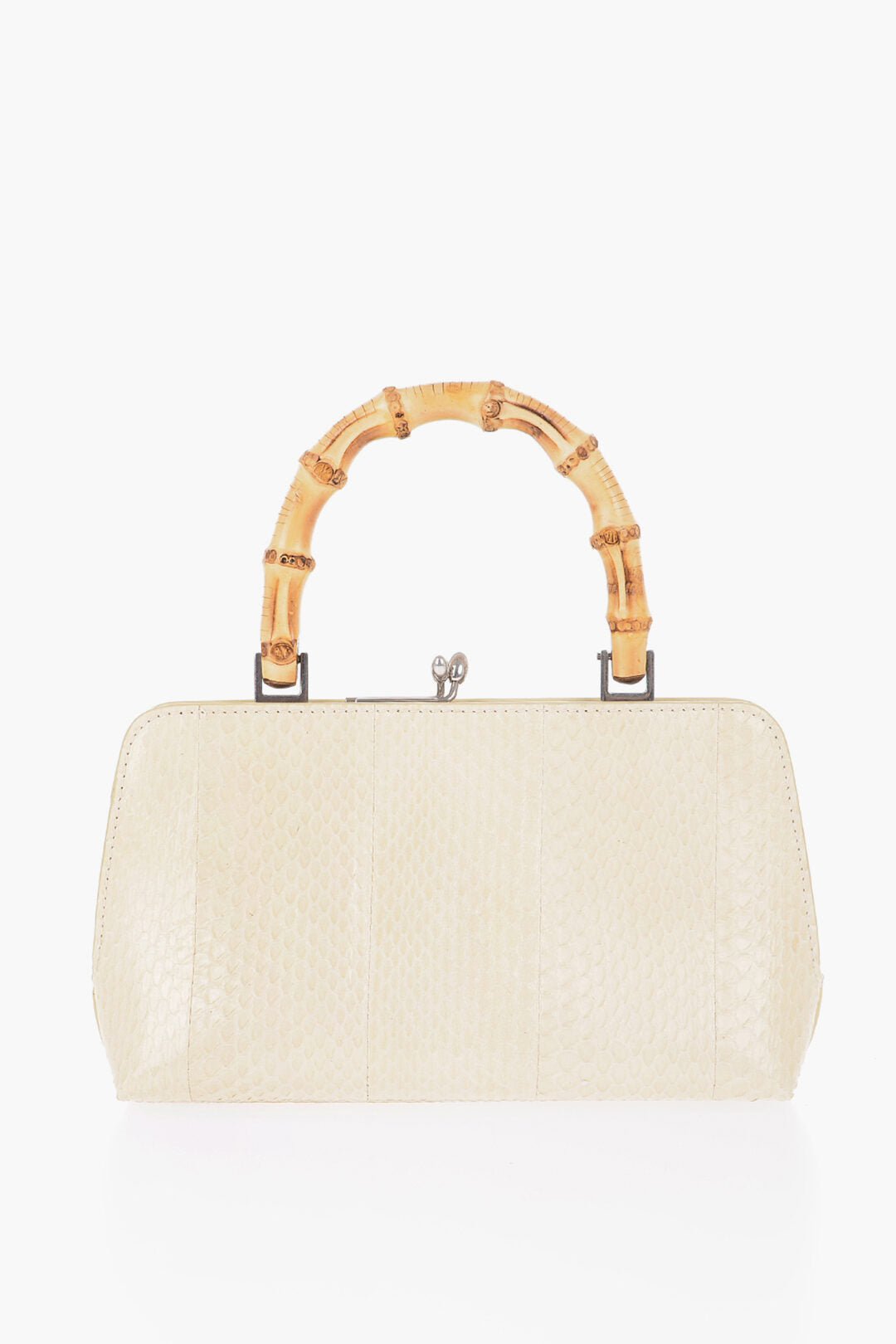 Jil Sander Coluber Skin Handbag with Bamboo Handle