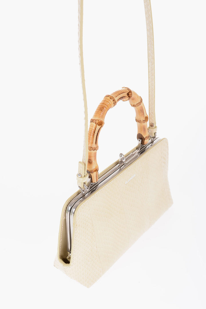 Jil Sander Coluber Skin Handbag with Bamboo Handle