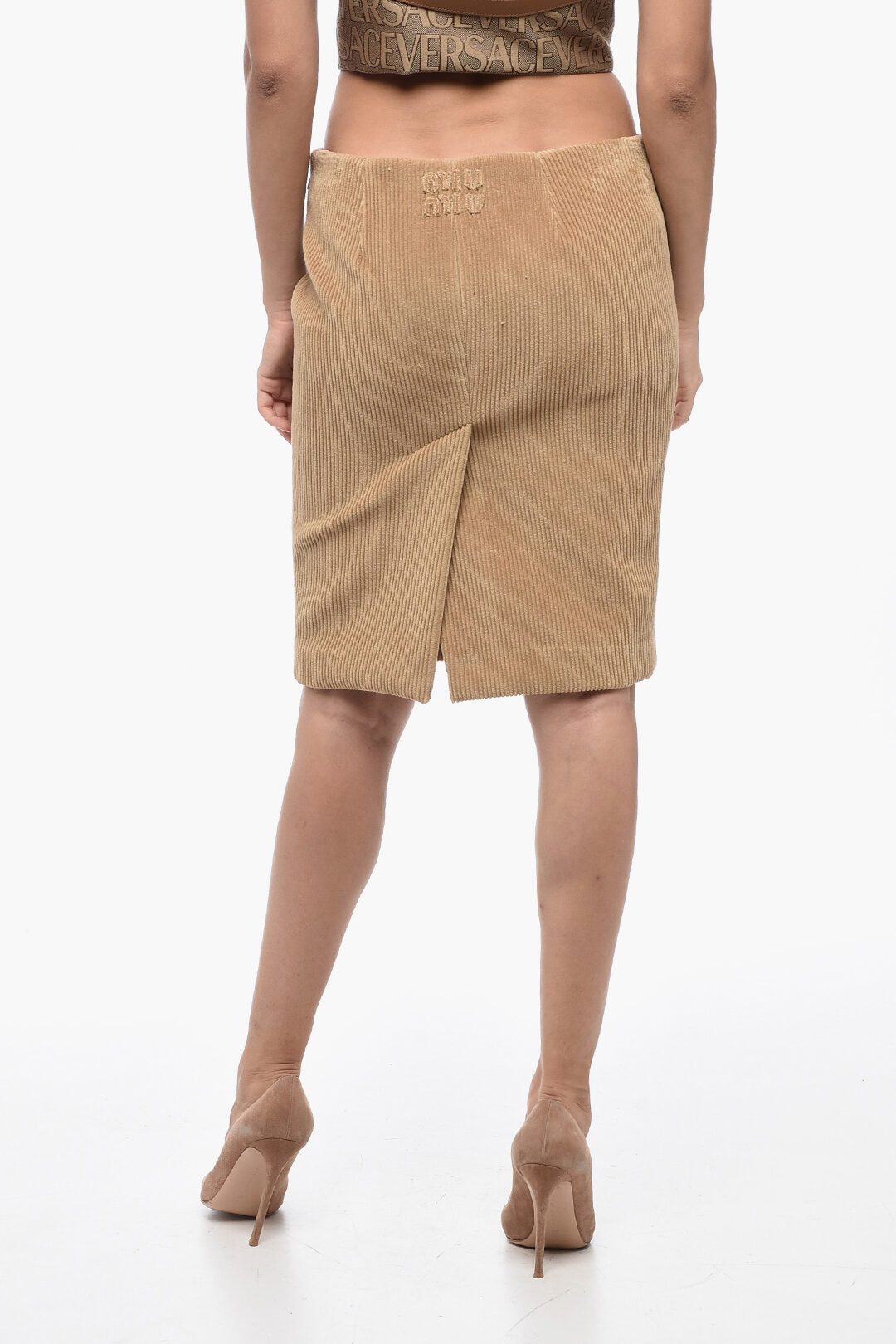 Miu Miu Corduroy Midi Skirt with Side Zip