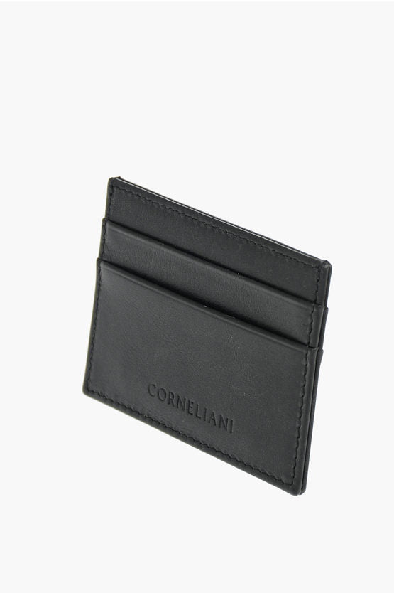 Accessories - Wallets & Card Holders - Corneliani Horizontal Compartment Leather Card Holder - GC320220500044 - Ask Me Wear