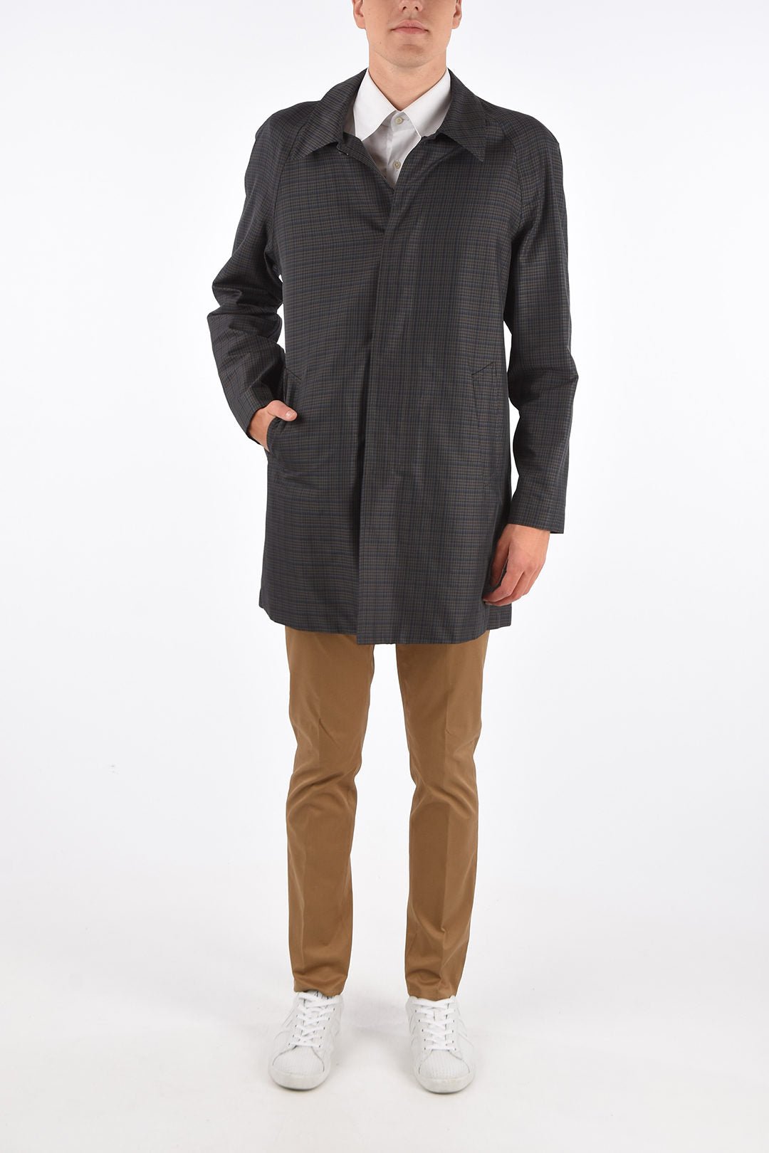 Other - Corneliani shephard's check hidden closure balmacaan coat - 2050004108965 - Ask Me Wear