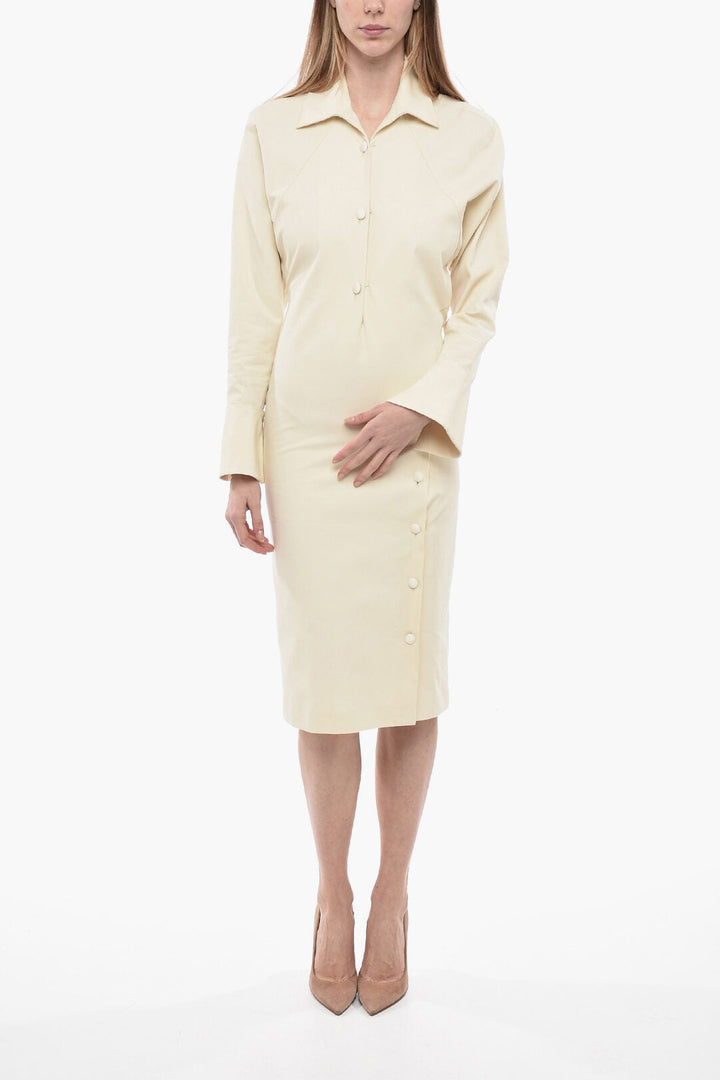 Bally Cotton Shirt Dress with Buttoned Side Split