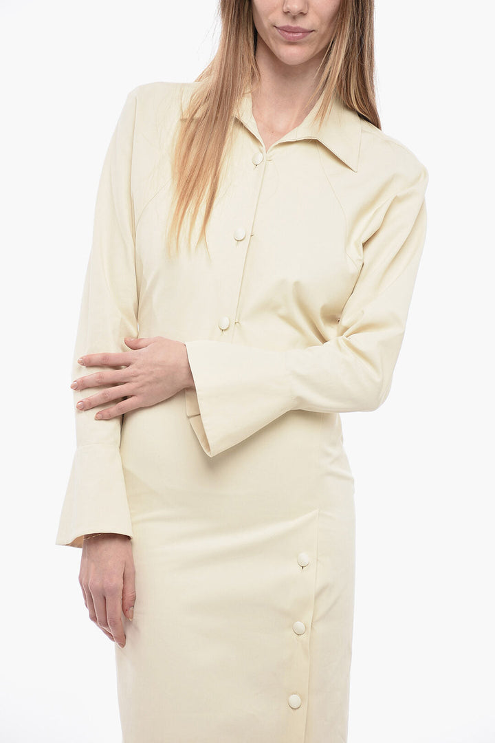 Bally Cotton Shirt Dress with Buttoned Side Split