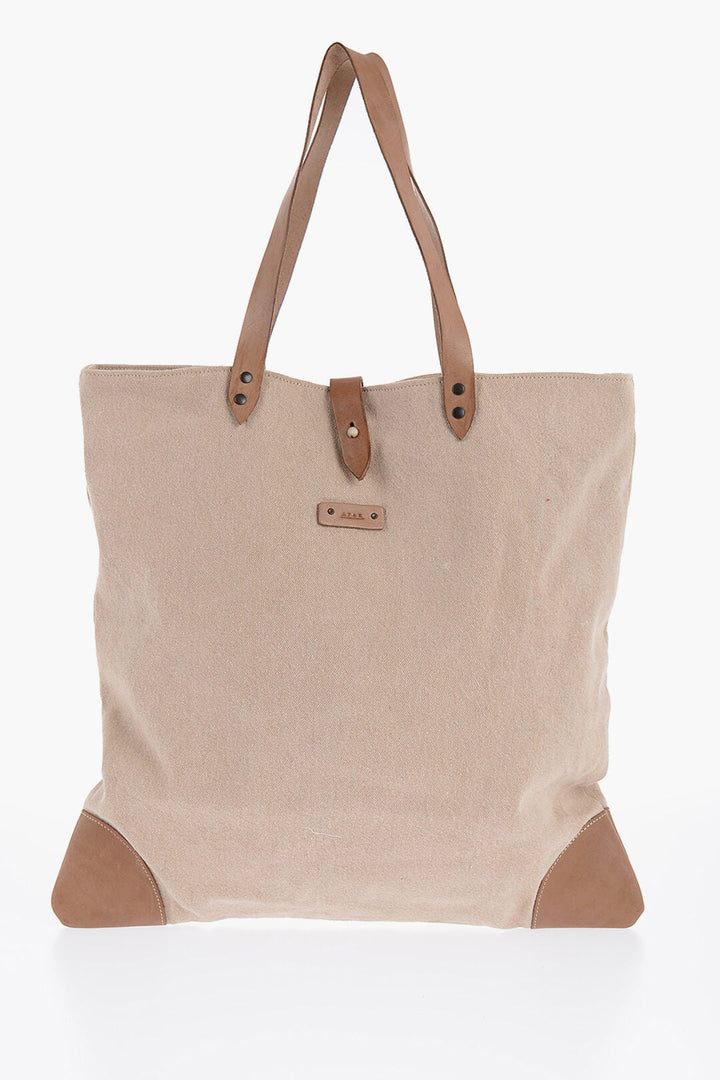 Afar Cotton Tote Bag With Leather Details