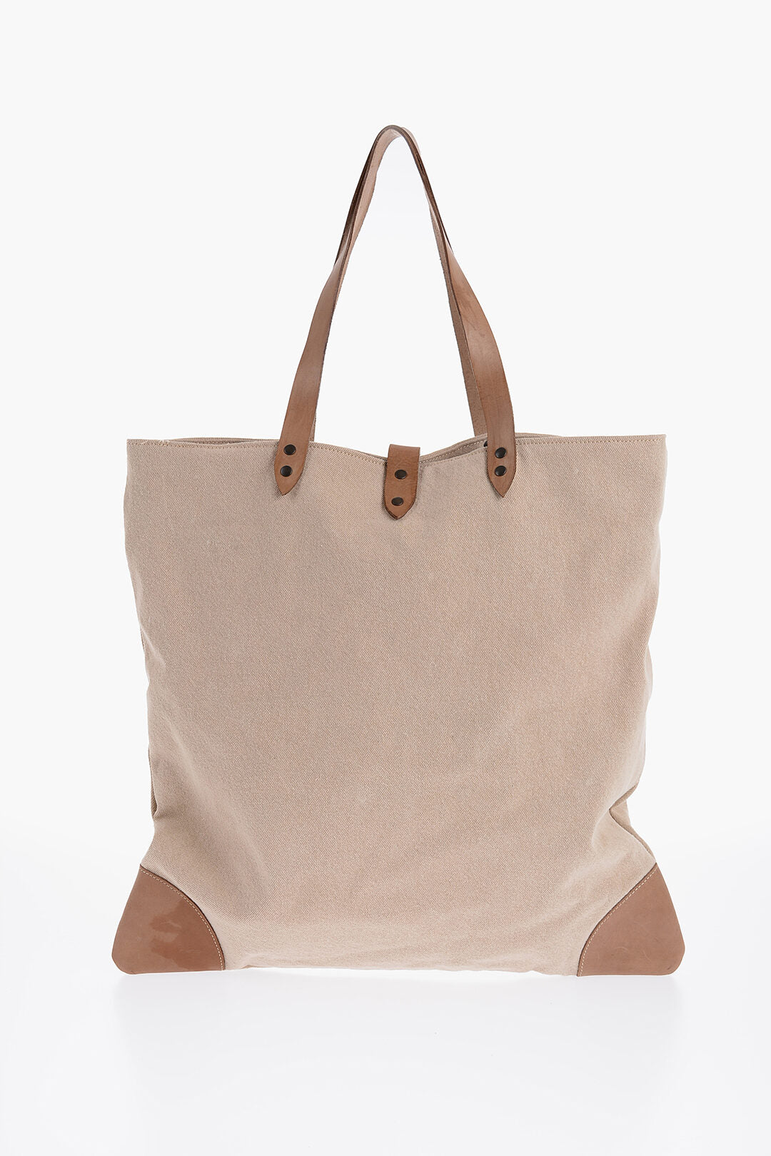 Afar Cotton Tote Bag With Leather Details