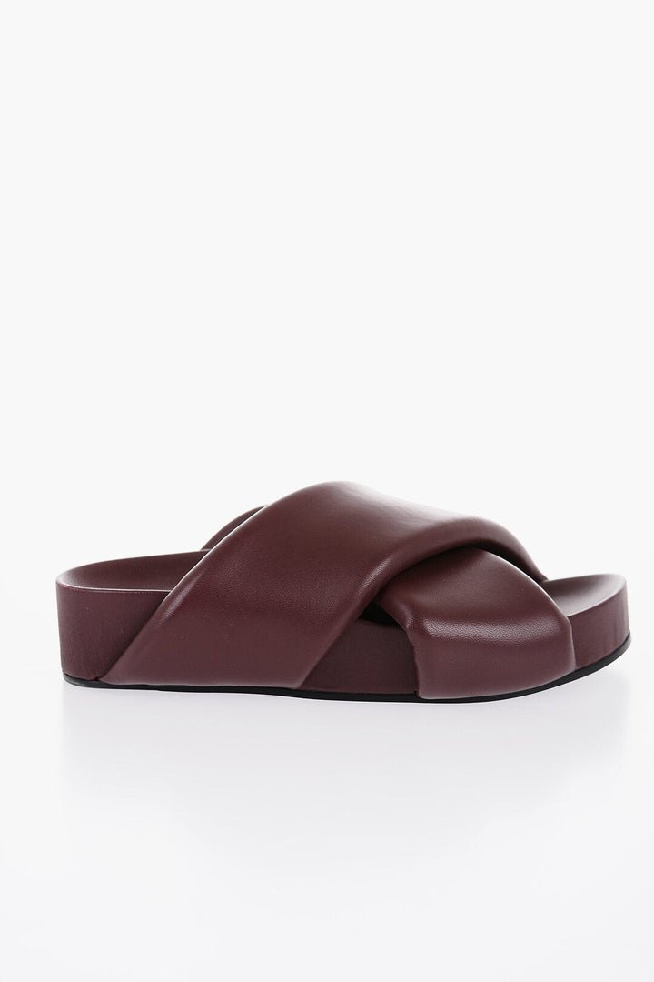 Jil Sander Criss Cross Designed Leather Sandals