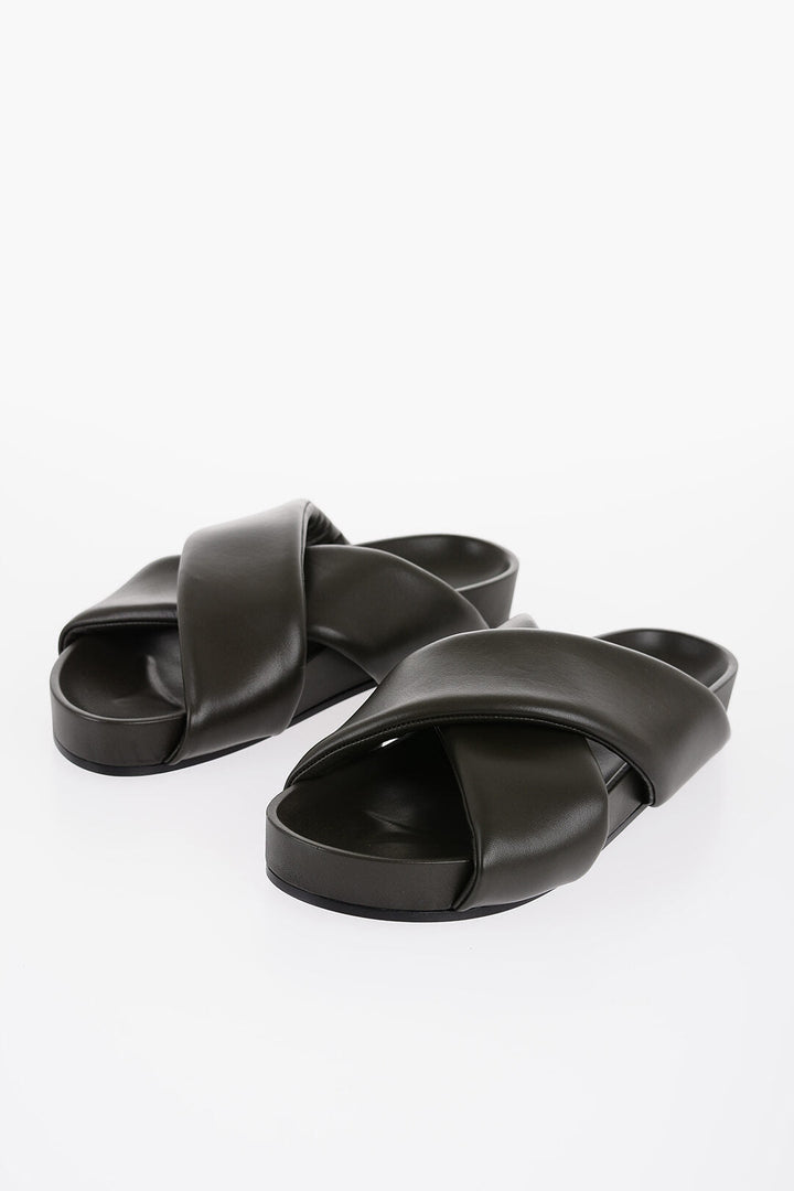 Jil Sander Criss Cross Designed Leather Sandals