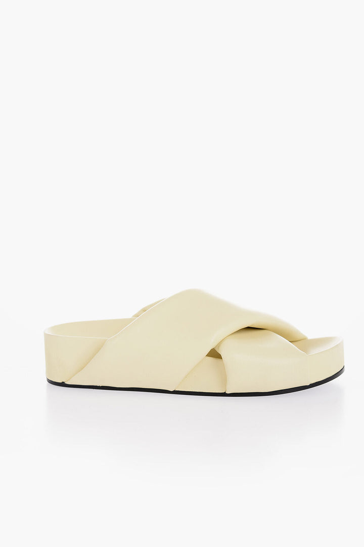 Jil Sander Criss Cross Designed Leather Sandals