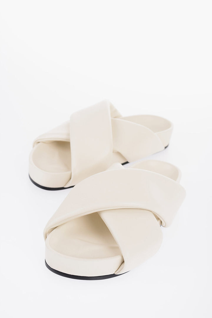 Jil Sander Criss Cross Designed Leather Sandals