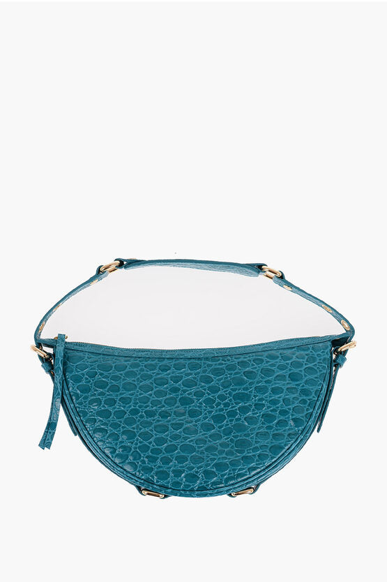 By Far Crocodile Effect Leather GIB Hobo Bag with Golden Details