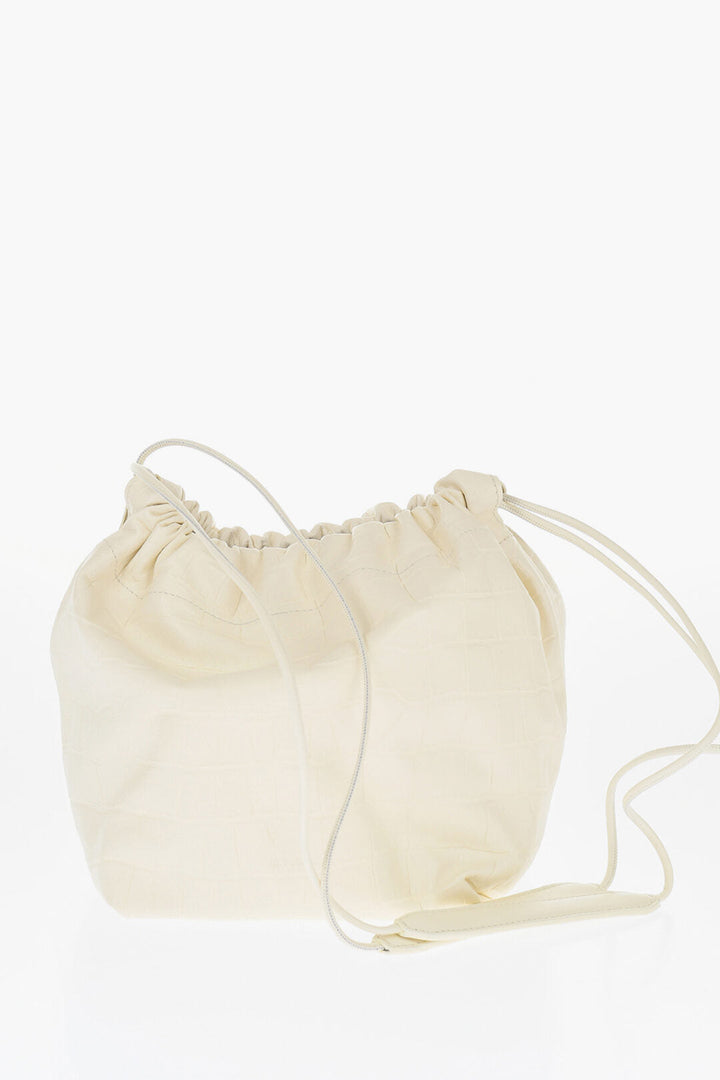 Jil Sander Crocodile Printed Leather DUMPLING Bucket Bag