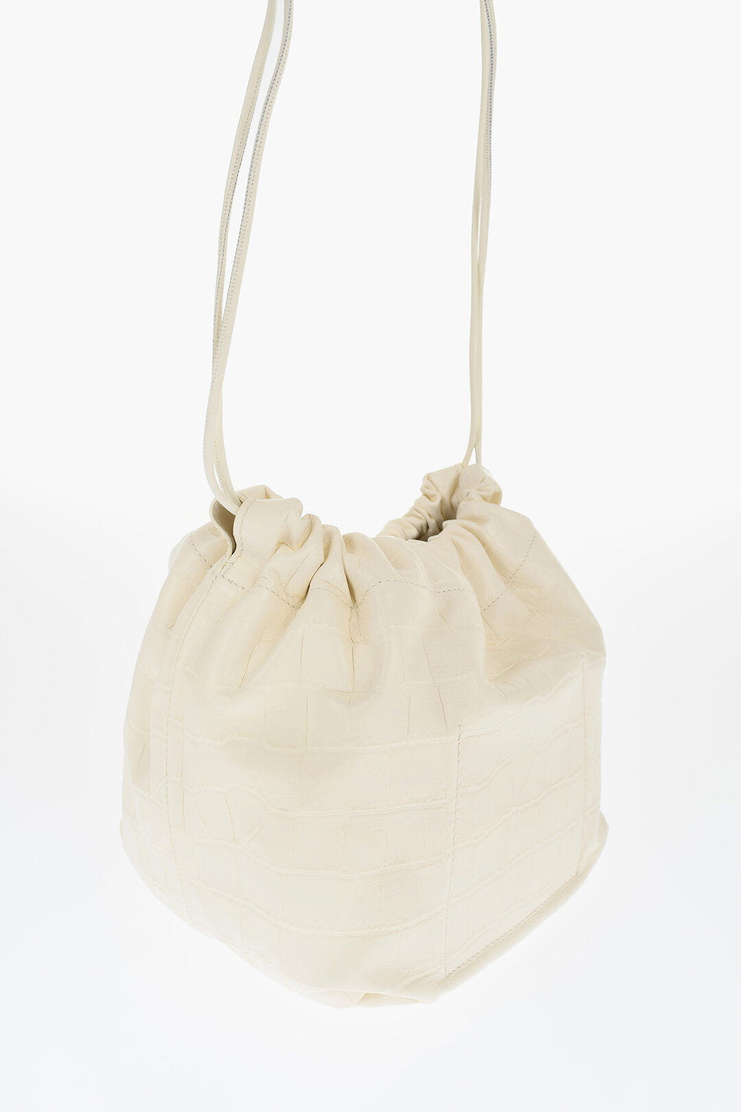Jil Sander Crocodile Printed Leather DUMPLING Bucket Bag
