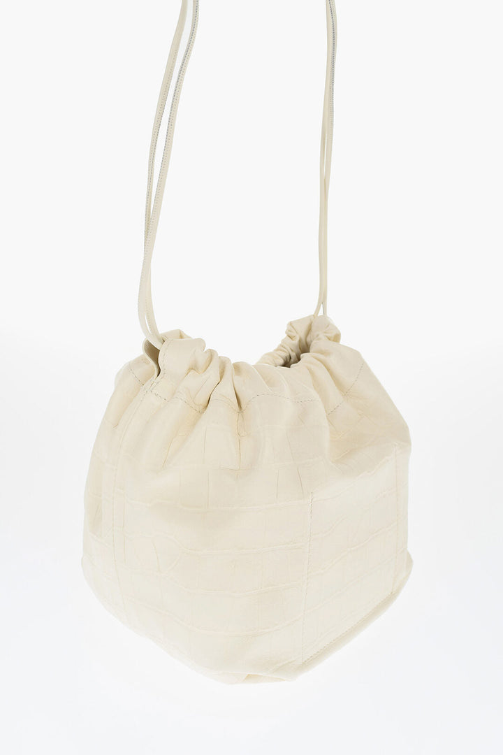 Jil Sander Crocodile Printed Leather DUMPLING Bucket Bag