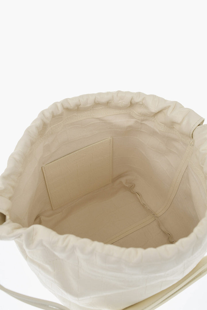 Jil Sander Crocodile Printed Leather DUMPLING Bucket Bag