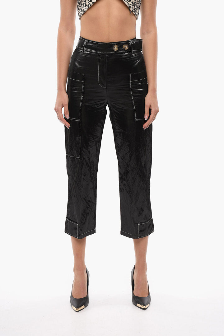 Rejina Pyo Cropped Fit Coated Fabric Cargo Pants