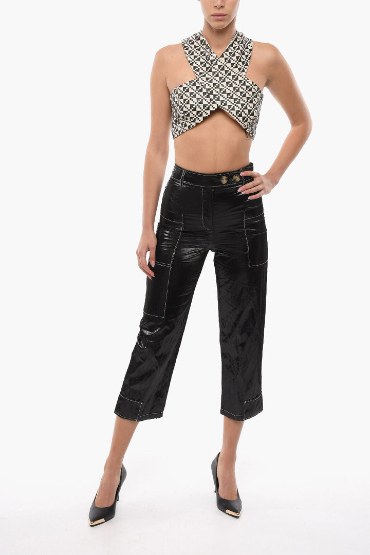 Rejina Pyo Cropped Fit Coated Fabric Cargo Pants