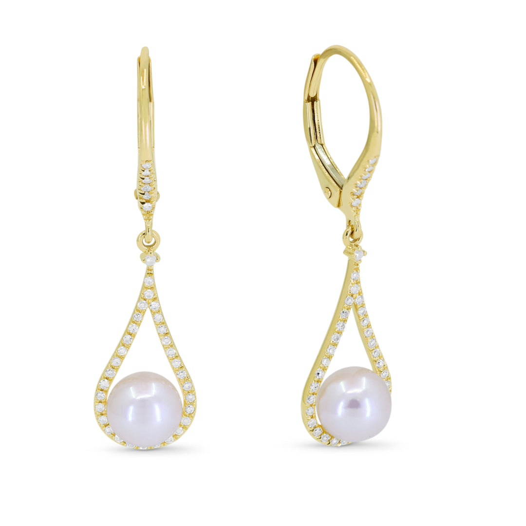 Earrings - ct Pearl Drop/Dangle Earrings in 14K Yellow Gold - E1701PEY - Ask Me Wear