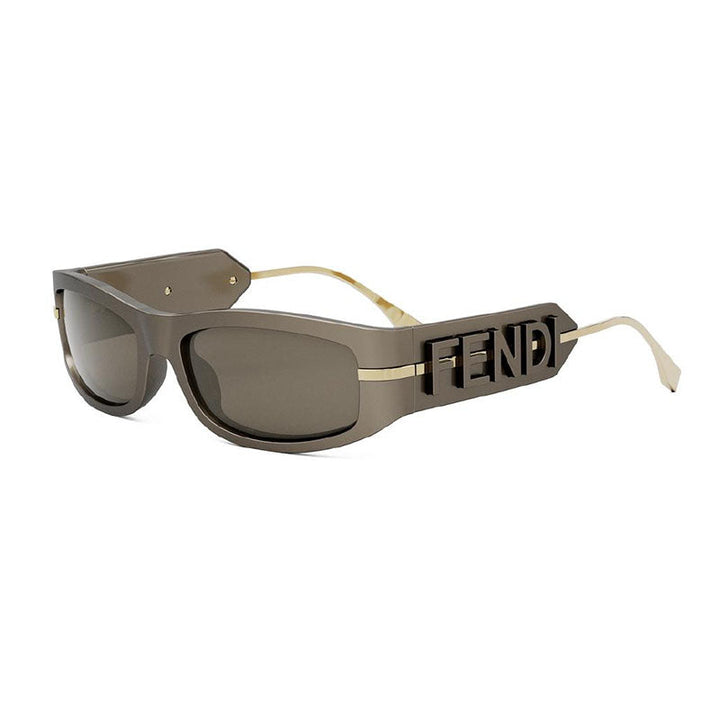 Fendi Sunglasses Oval Full Rim, Shiny Brown Frame and Brown Lens FE40120I45E
