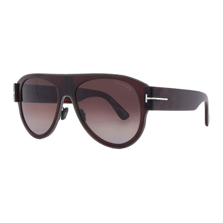 Tom Ford Sunglasses Aviator Full Rim, Shiny Dark Brown Frame and Gradient Bordeaux Lens FT107448T