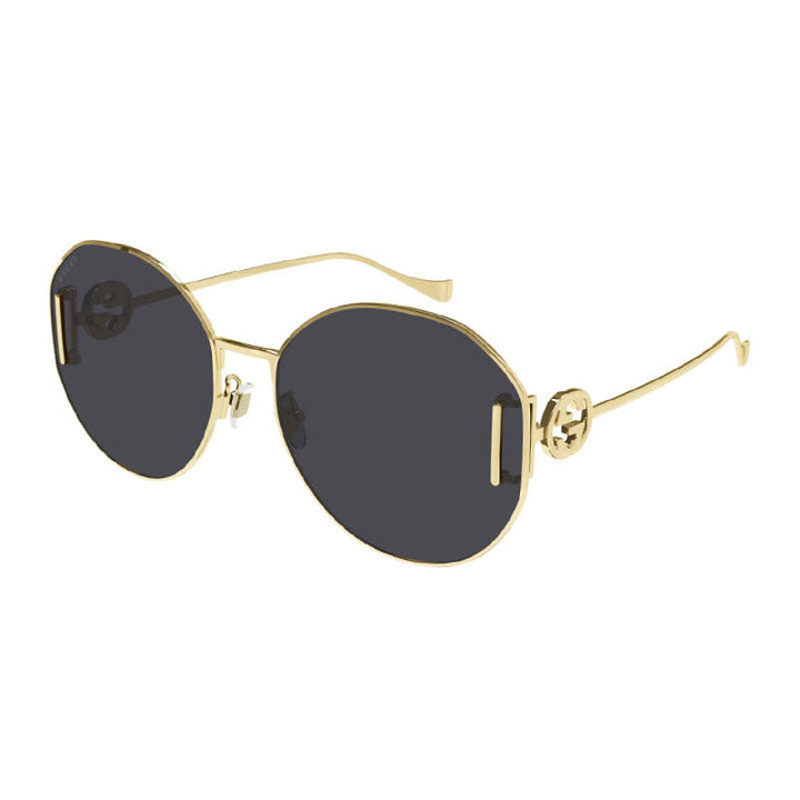 Gucci Sunglasses Oval Full Rim, Gold Frame and Grey Lens GG1206SA002