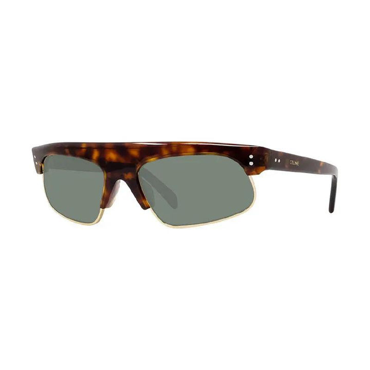 Celine Sunglasses Geometric Full Rim, Dark Havana Frame and Green Lens CL40107U52N