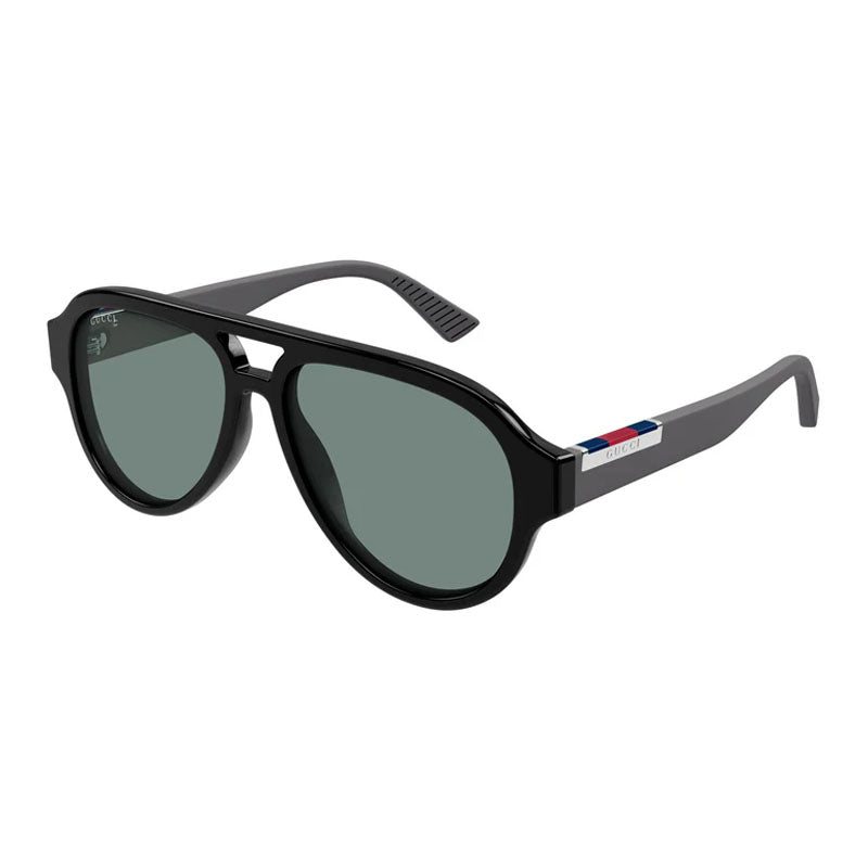 Gucci Sunglasses Aviator Full Rim, Black Frame And Green Lens