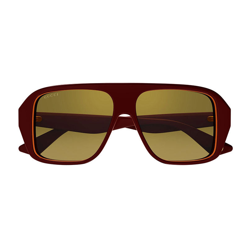 Gucci Sunglasses Aviator Full Rim, Red Orange Frame and Ocher Gradient with Mirror Gold Lens GG1615S003