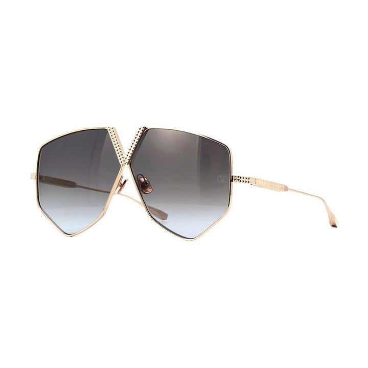 Valentino Sunglasses Aviator Full Rim, White Gold Frame and Dark Grey Gradient AR Lens VLS-115A