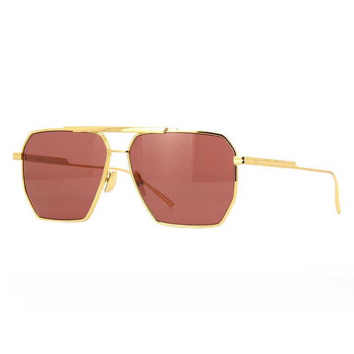 Bottega Veneta Sunglasses Aviator Full Rim, Gold Frame and Brown Lens BV1012S005
