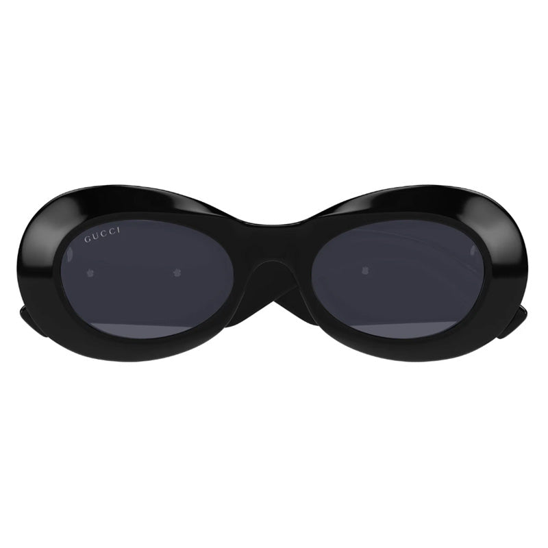 Gucci Oval Full Rim, with a Black frame and Grey lens.