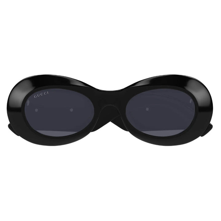 Gucci Oval Full Rim, with a Black frame and Grey lens.