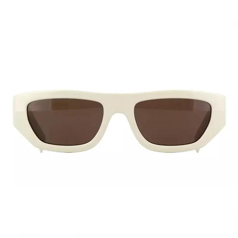 Gucci Sunglasses Rectangle Full Rim, Ivory Frame and Brown Lens GG1134S003