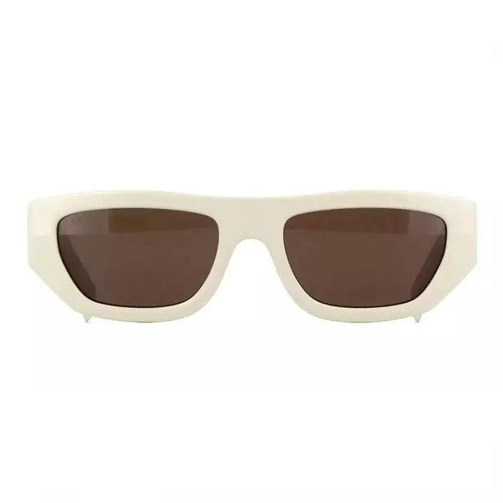 Gucci Sunglasses Rectangle Full Rim, Ivory Frame and Brown Lens GG1134S003