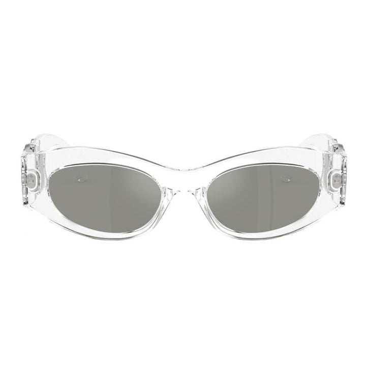 Versace Oval Full Rim, with a Crystal frame and Green Mirror Silver lens.