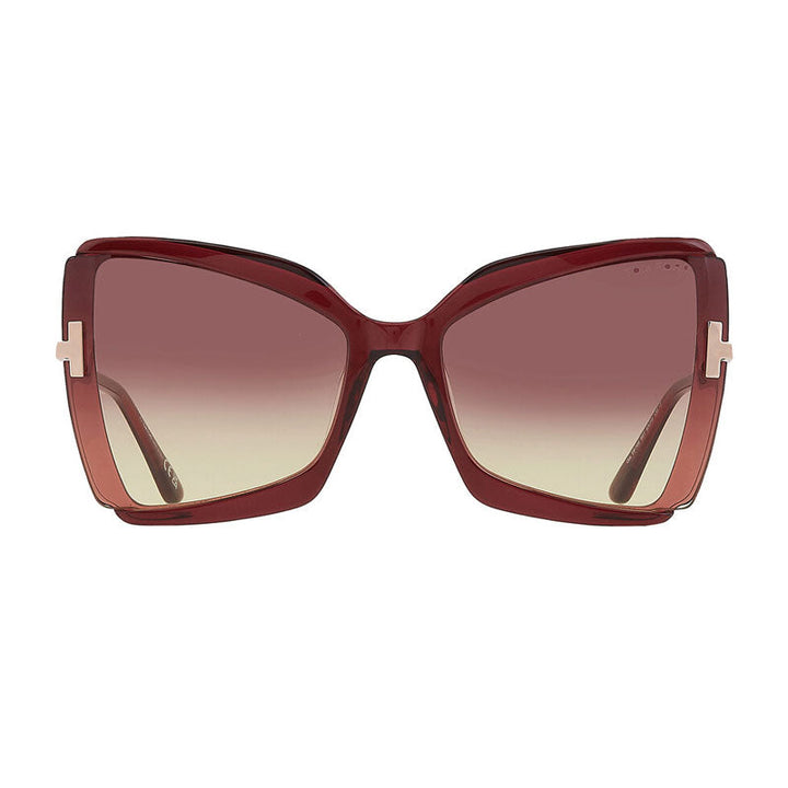 Tom Ford Sunglasses Butterfly Full Rim, Shiny Bordeaux Frame and Gradient Bordeaux Lens FT076669T