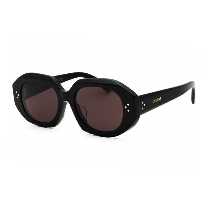 Celine Sunglasses Oval Full Rim, Shiny Black Frame and Violet Lens CL40319F01Y