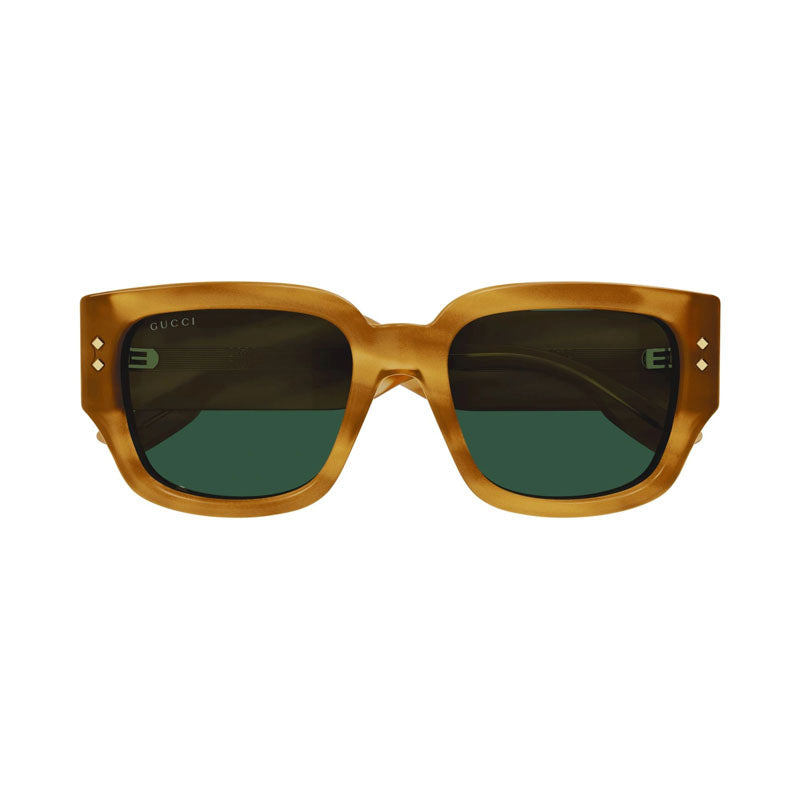 Gucci Sunglasses Square Full Rim, Flamed Honey Havana Frame and Green Lens GG1261S004