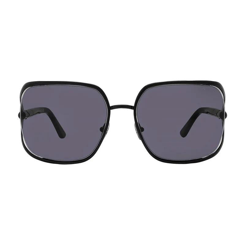 Tom Ford Sunglasses Square Semi Rim, Shiny Black Frame and Smoke Lens FT109201A