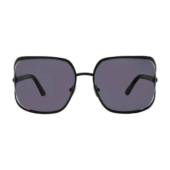 Tom Ford Sunglasses Square Semi Rim, Shiny Black Frame and Smoke Lens FT109201A