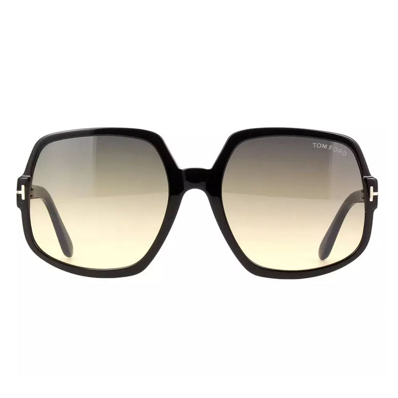 Tom Ford Square Full Rim, with a Shiny Black frame and Gradient Smoke lens.