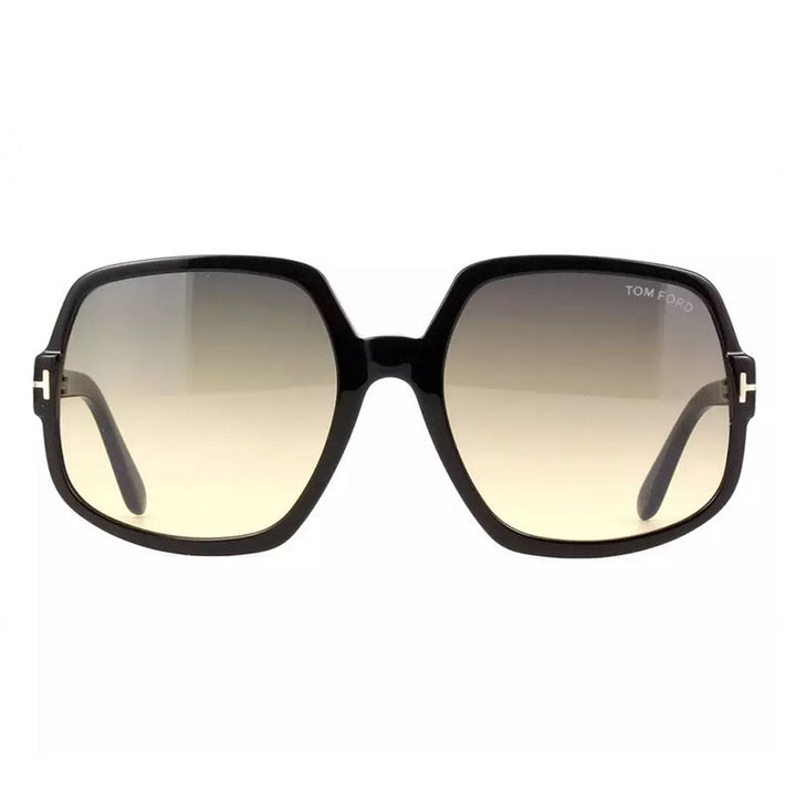 Tom Ford Square Full Rim, with a Shiny Black frame and Gradient Smoke lens.