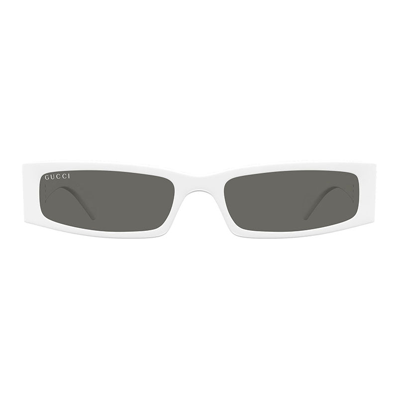 Gucci Sunglasses Rectangle Full Rim, Solid White Frame and Solid Grey Lens GG1778SA002